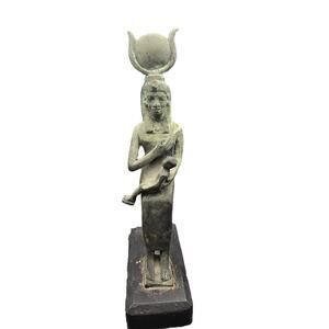 Isis with Horus Figurine – Egyptian Revival Cast Metal Statue